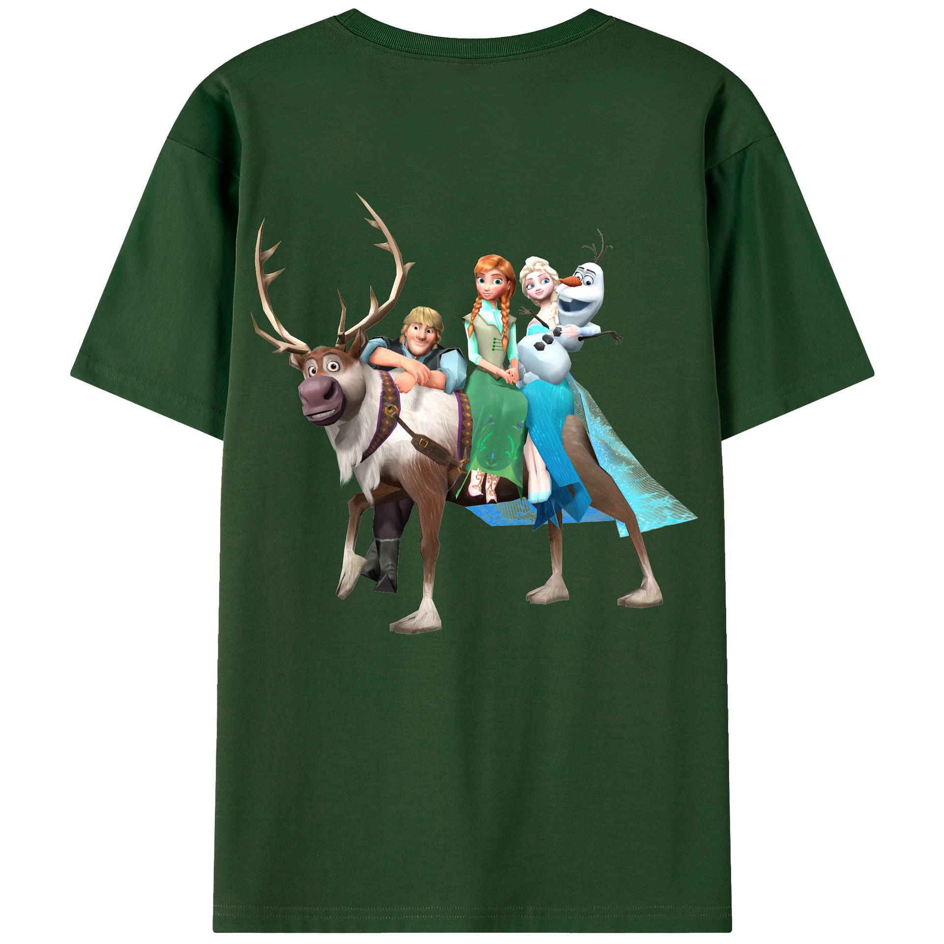（画像用） アナと雪の女王 アンナ エルサ Frozen Anna Elsa 綿100％半袖Tシャツ（背面プリント）
